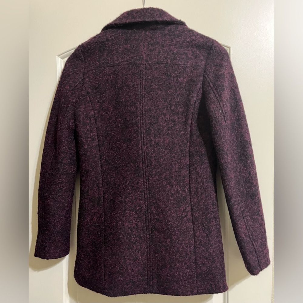 NWT H&M Divided Women's Wool Blend Black and Burgundy Zip Up Coat Jacket 2 - Picture 4 of 6